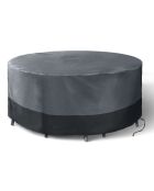 Housse de protection pour table ronde + chaises gris/noir - D.220x74 cm